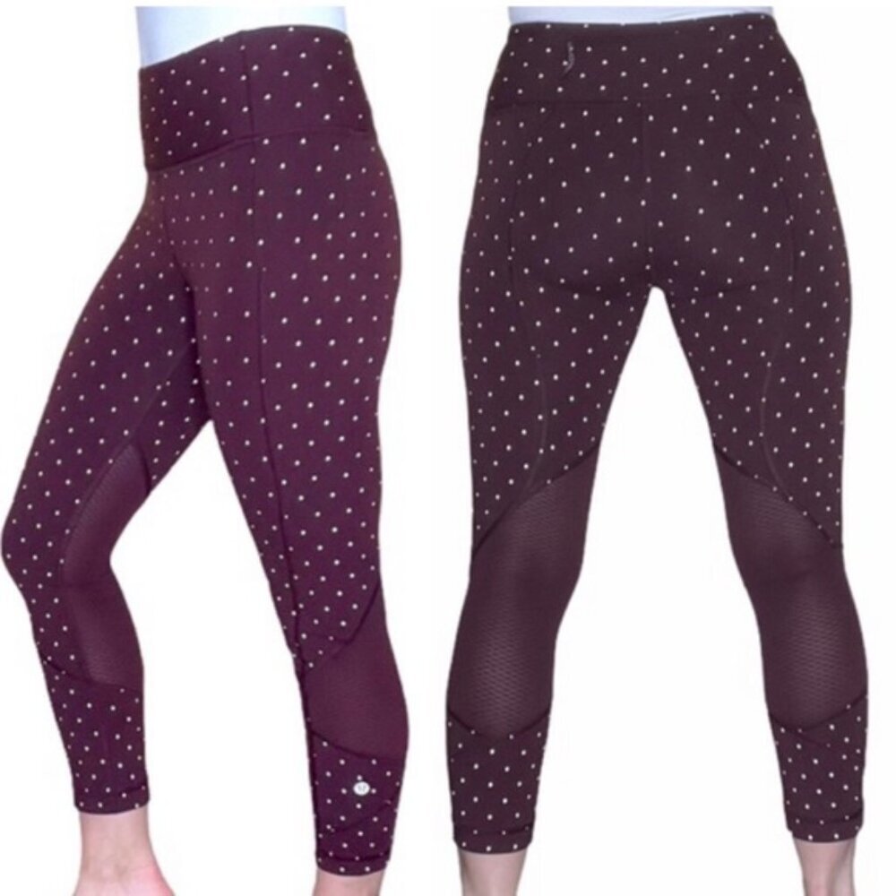 Lululemon Pace Rival Crops Nightfall Reflective SE Pants Mesh Mid Rise Leggings